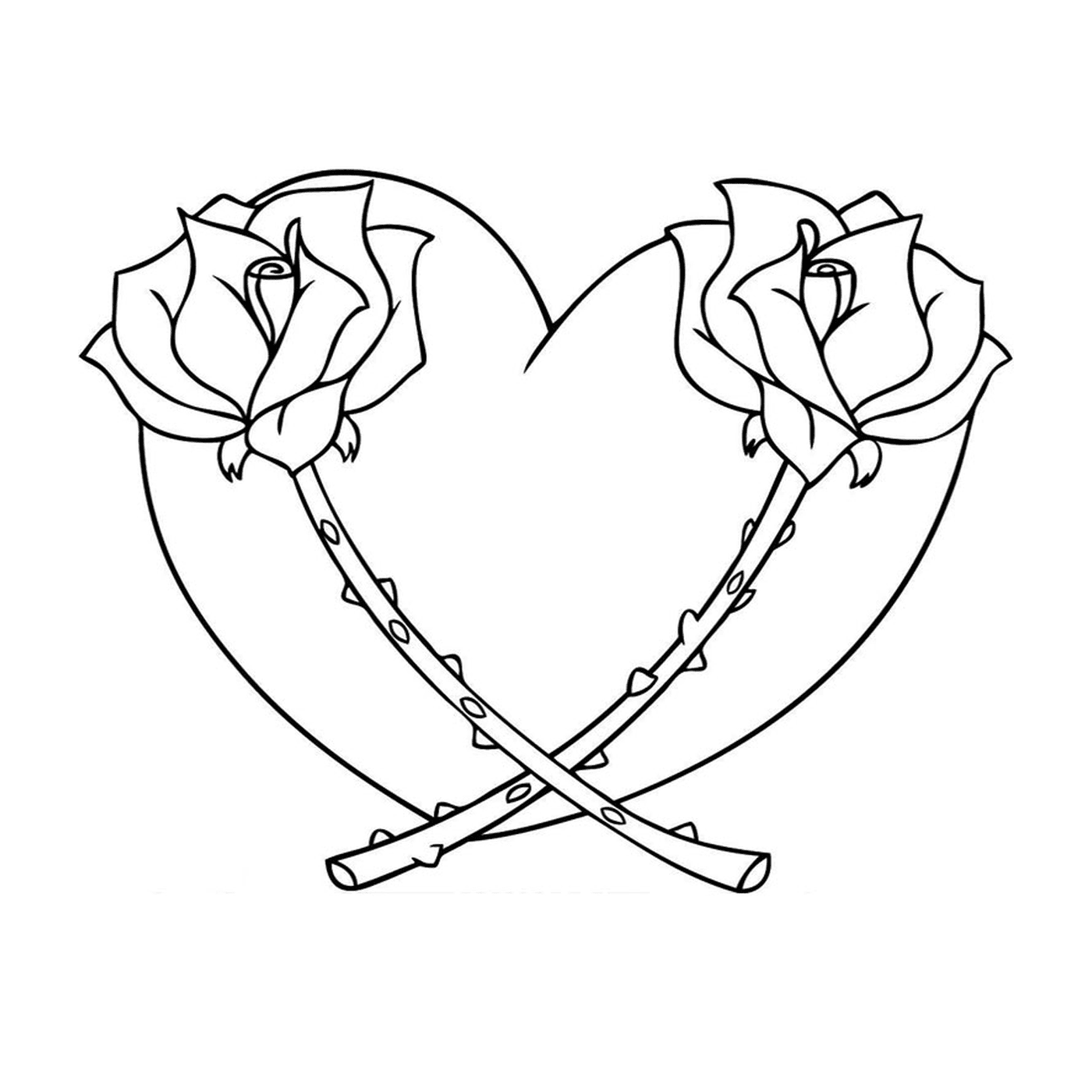   Deux roses en forme de cœur 