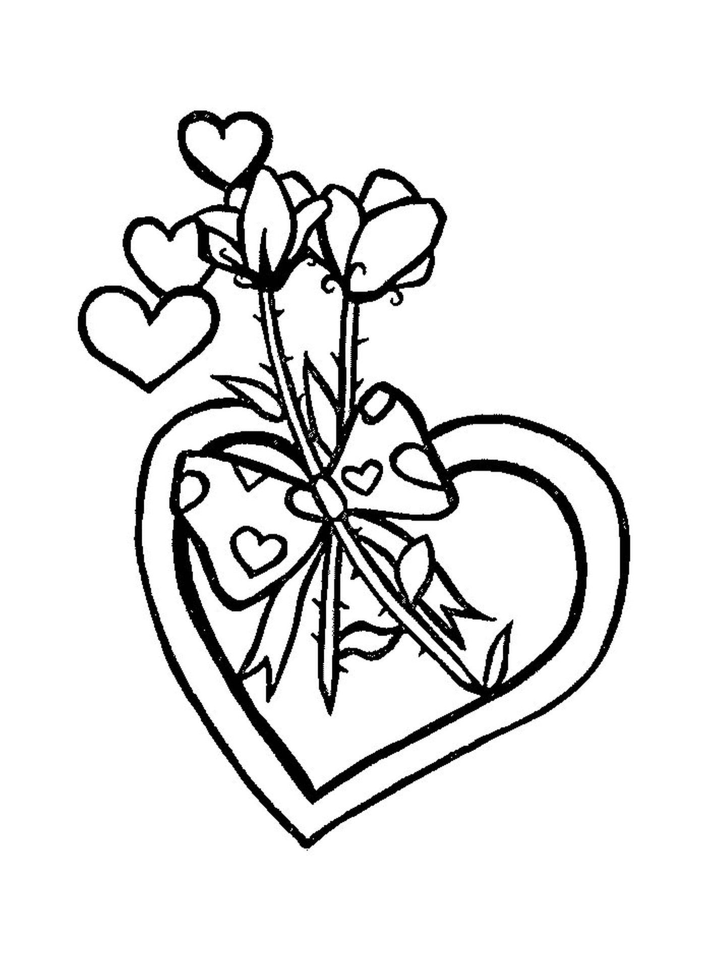   Un cœur avec un bouquet de roses 