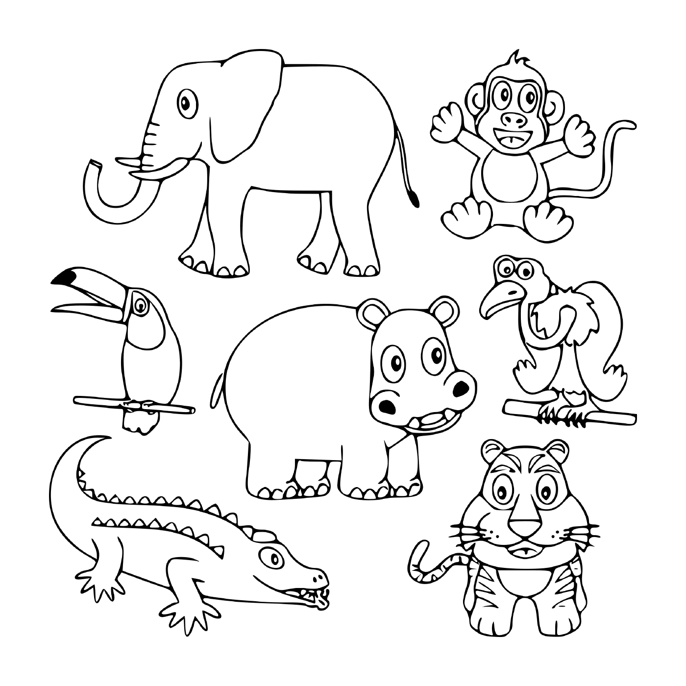  Un ensemble d'animaux de zoo 