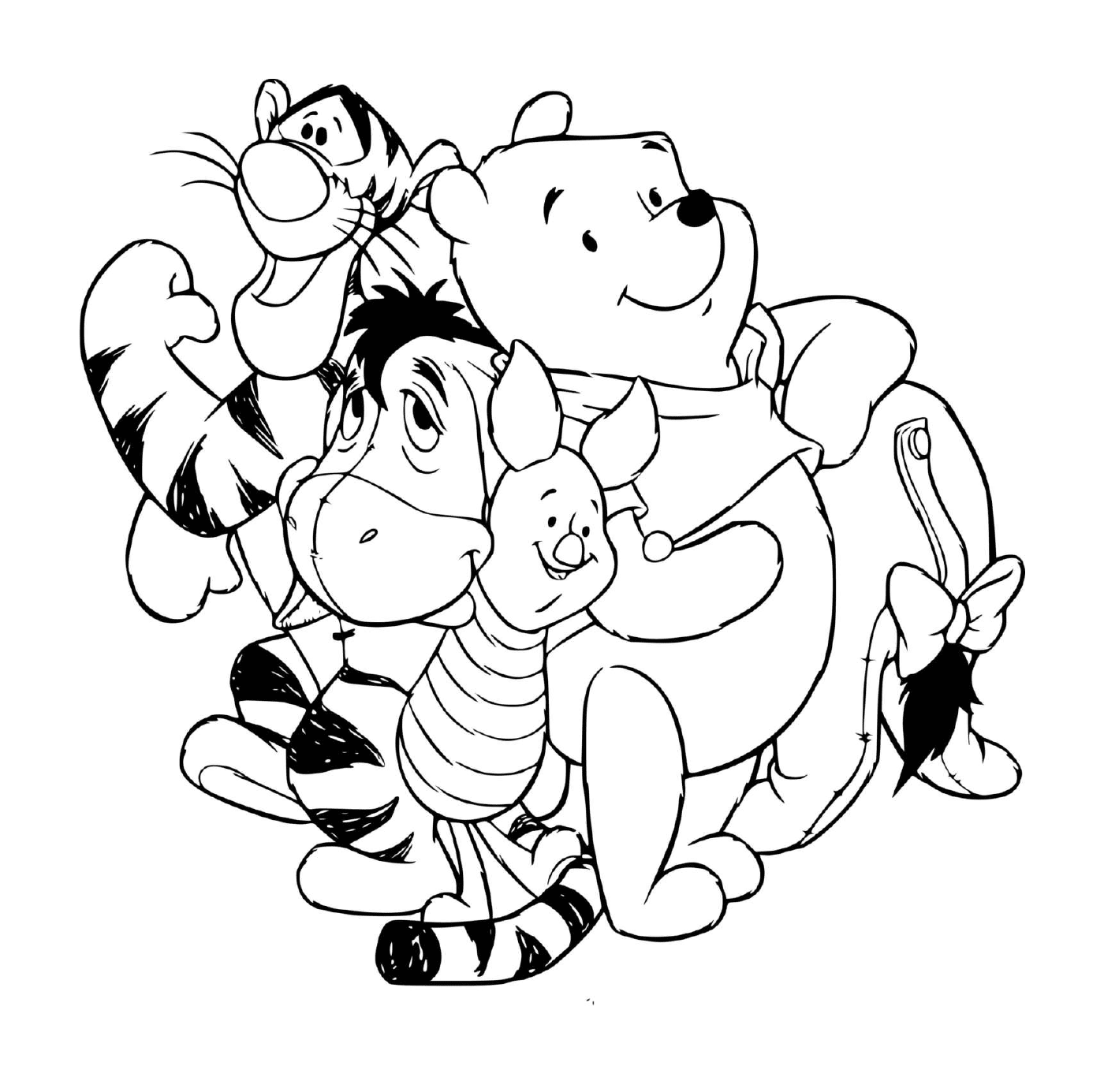   Winnie l'ourson avec Tigrou, Bourriquet et Porcinet 