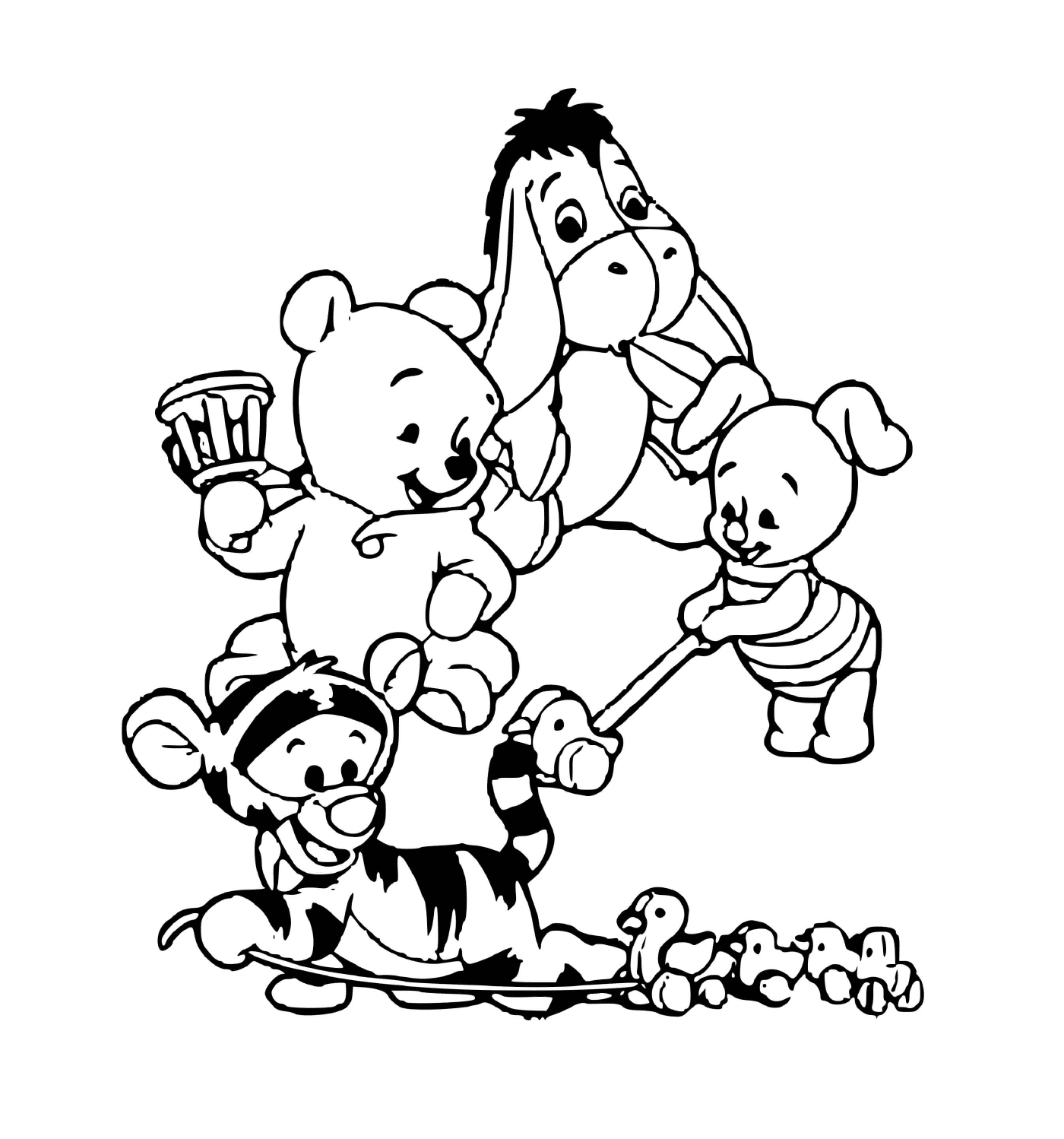   Porcinet, Winnie, Tigrou et Bourriquet quand ils étaient bébés 