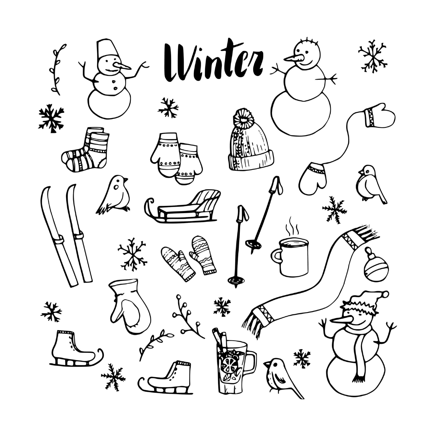   Ensemble d'icônes hivernales 