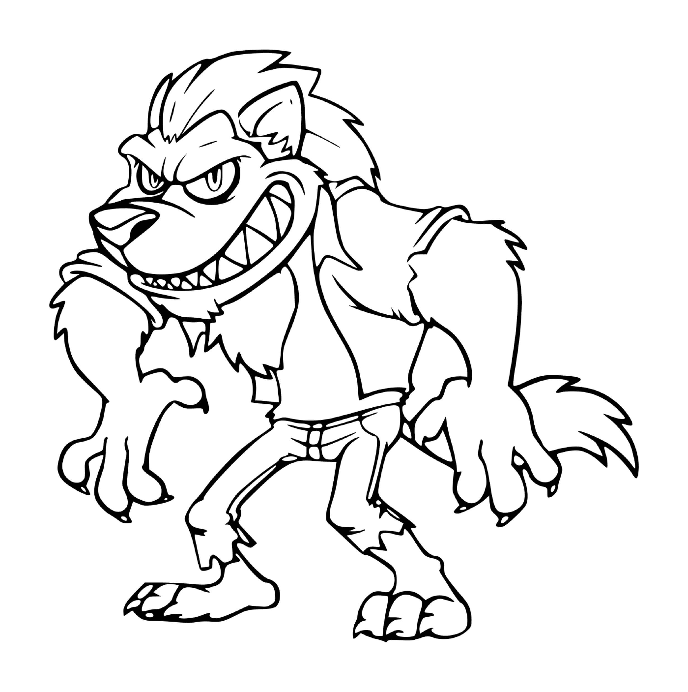   Loup-garou méchant avec des dents 