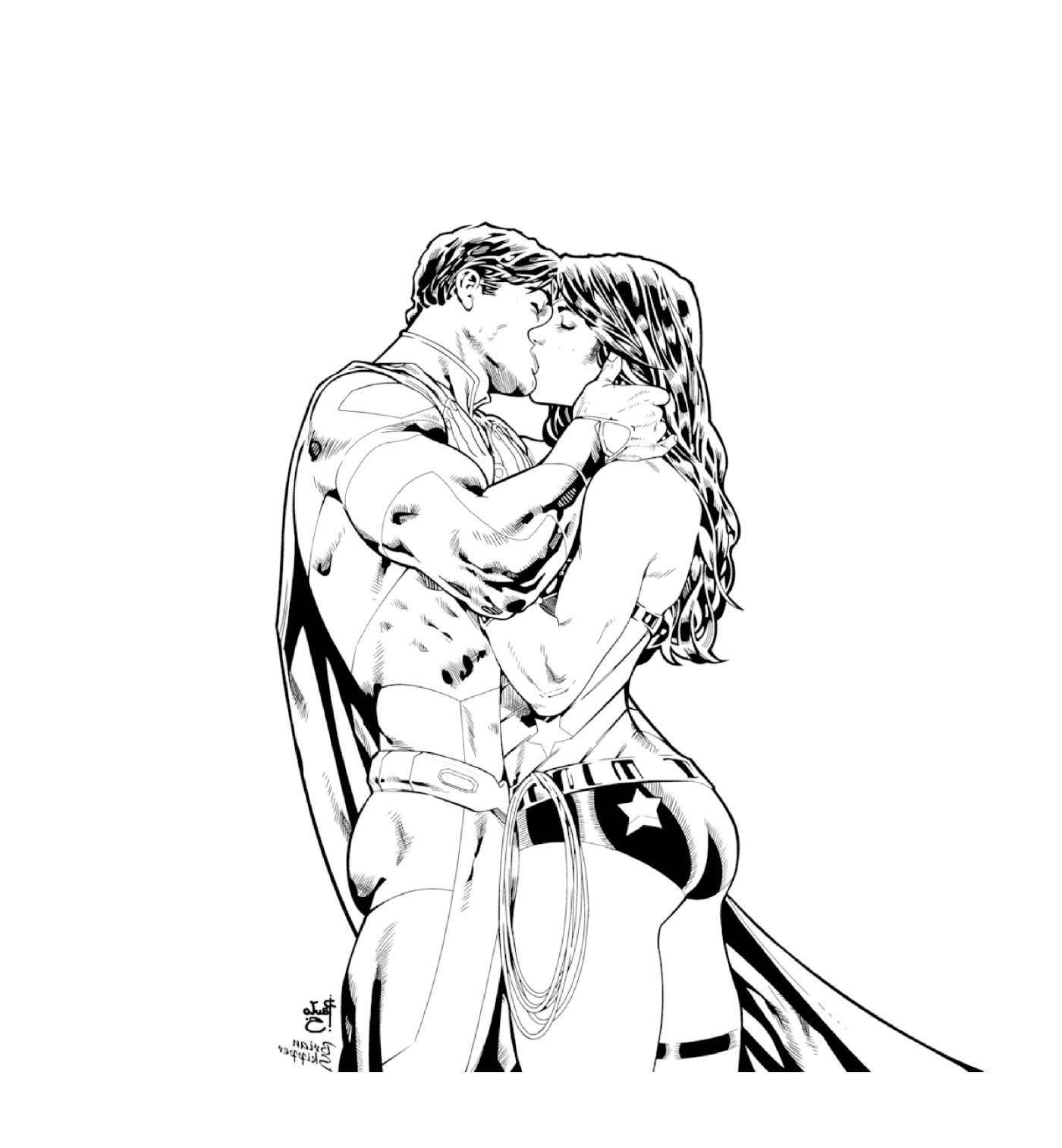   Superman et Wonder Woman amoureux 