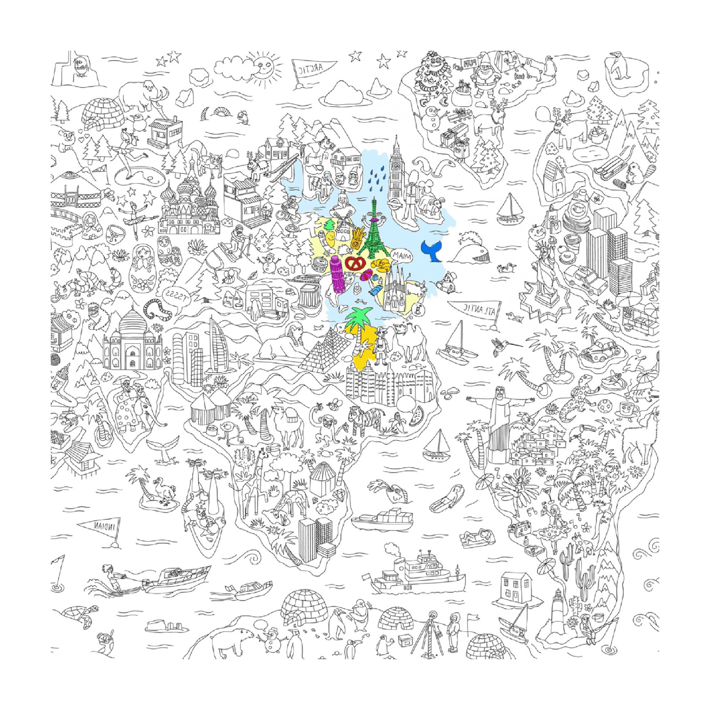   Carte géante du monde à colorier 