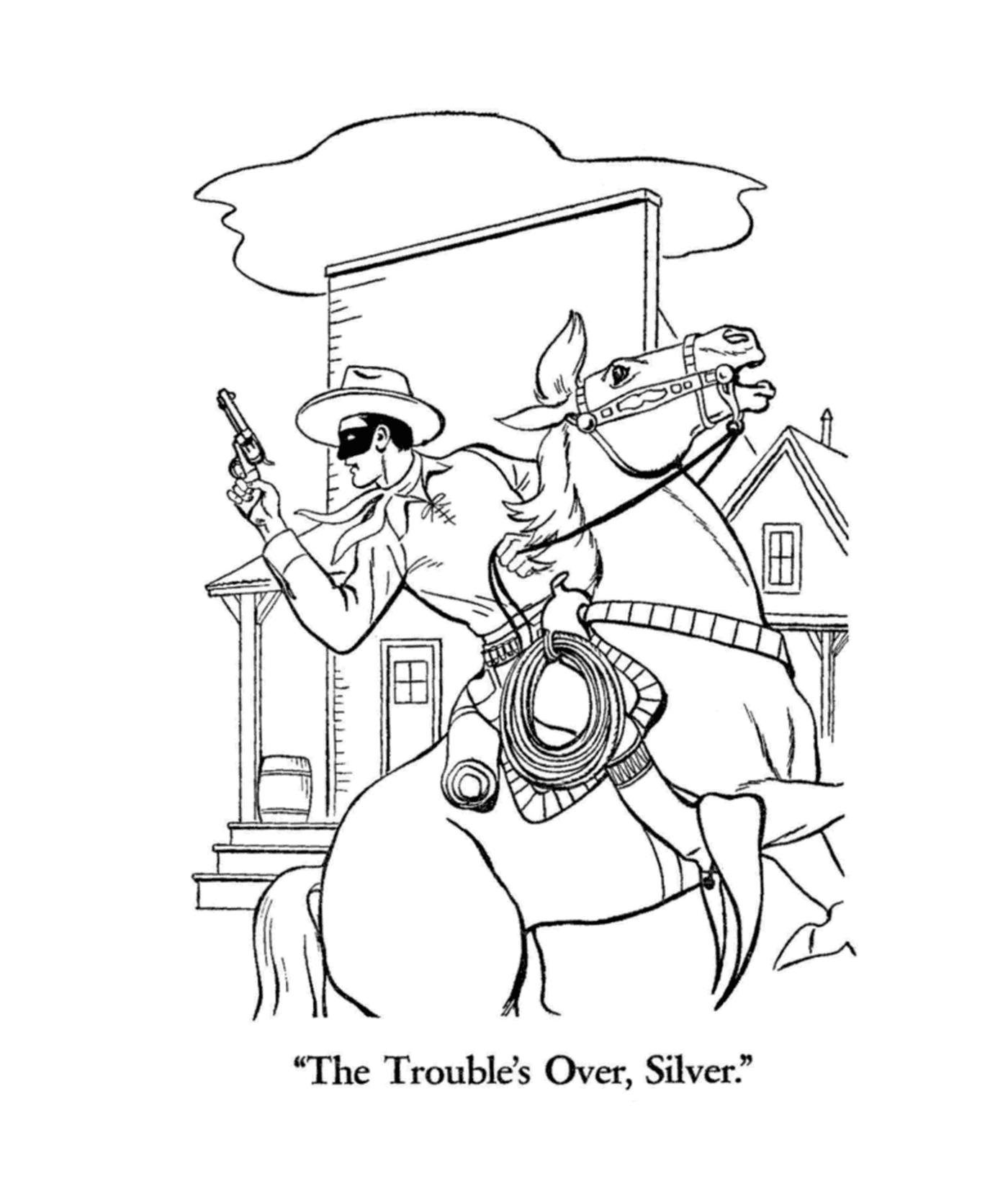   Zorro à cheval avec une arme 