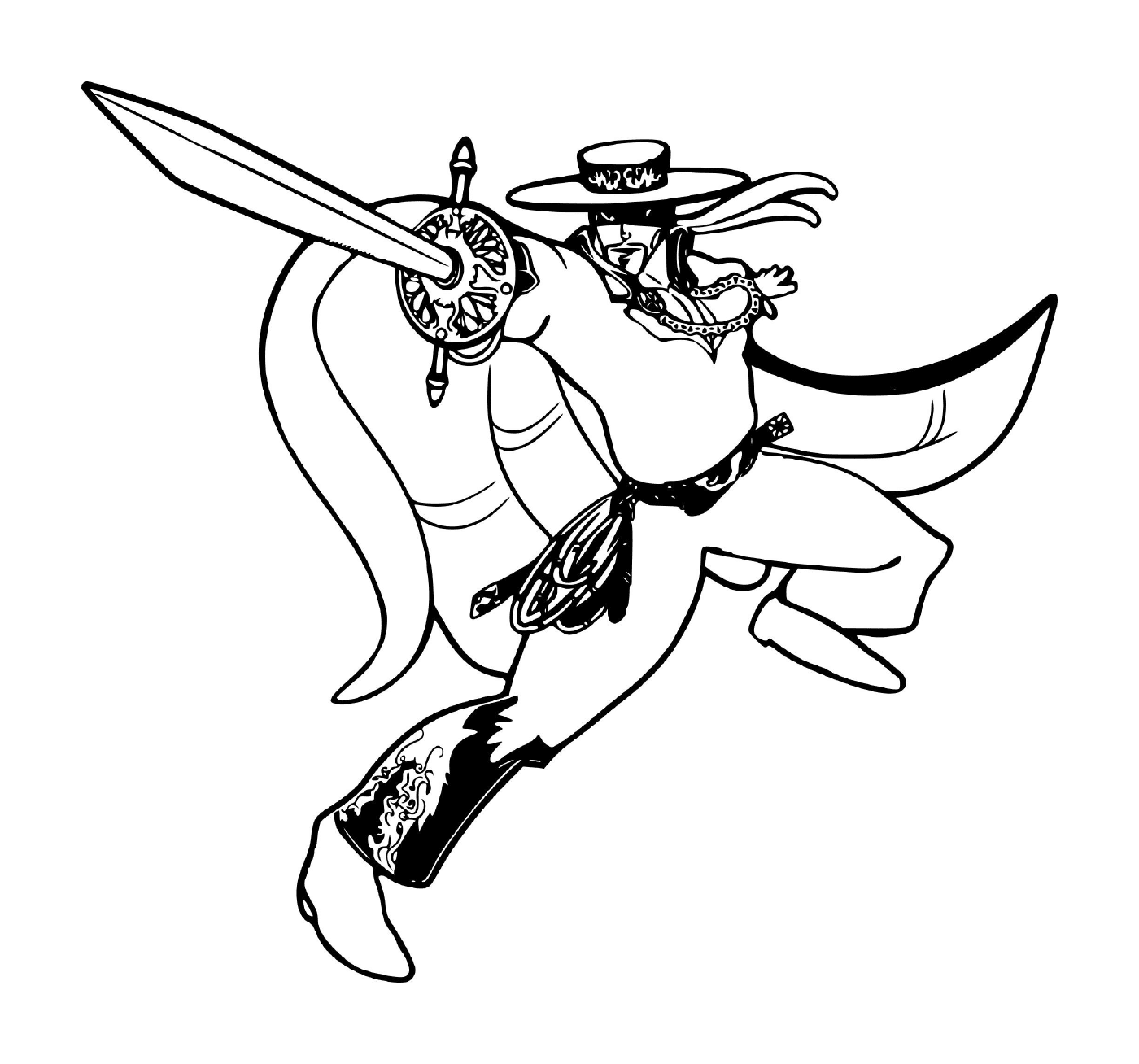   Zorro le renard justicier masqué tenant une épée 